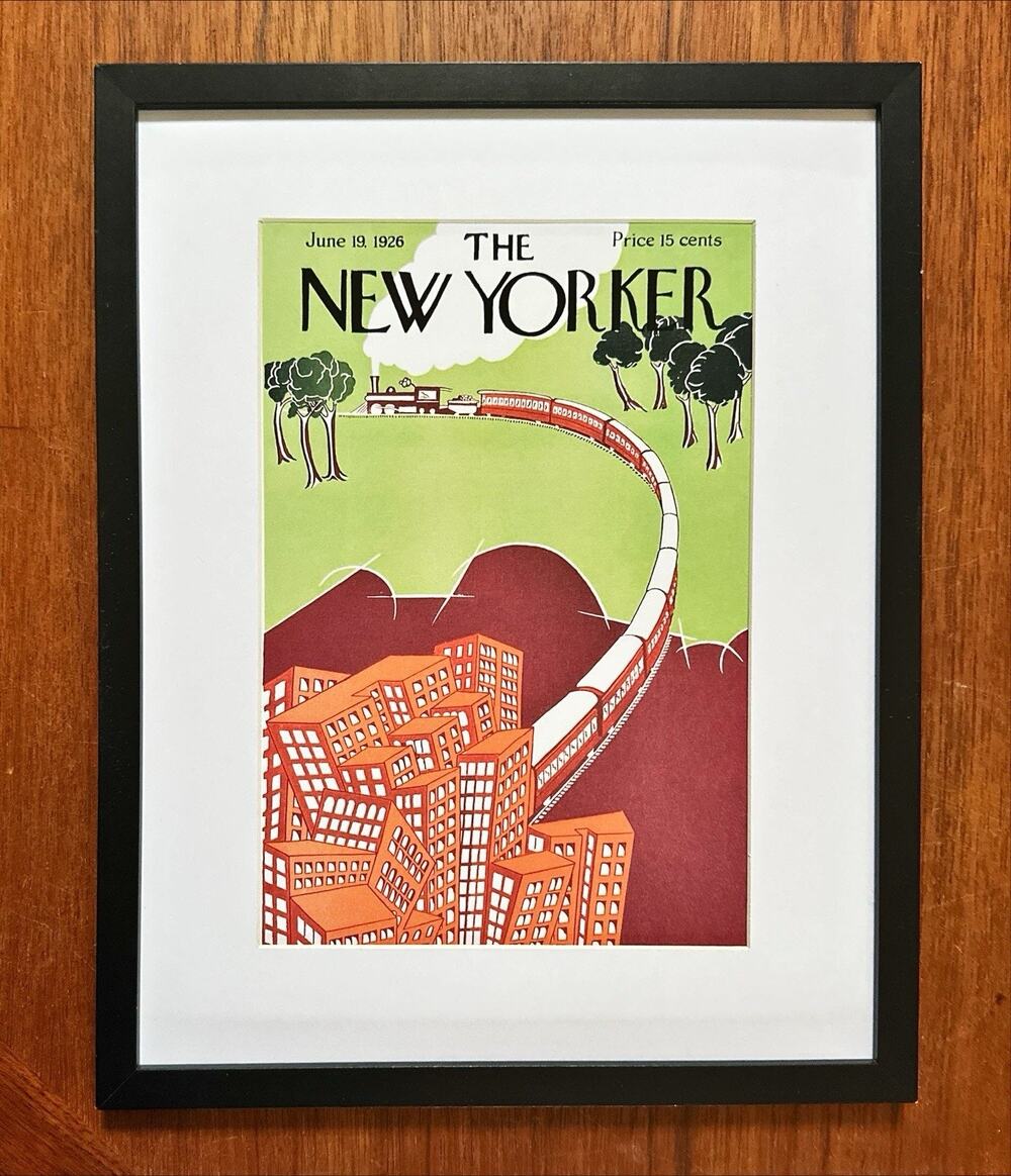 Framed 1926 The New Yorker Magazine June 19 Carl Rose Train